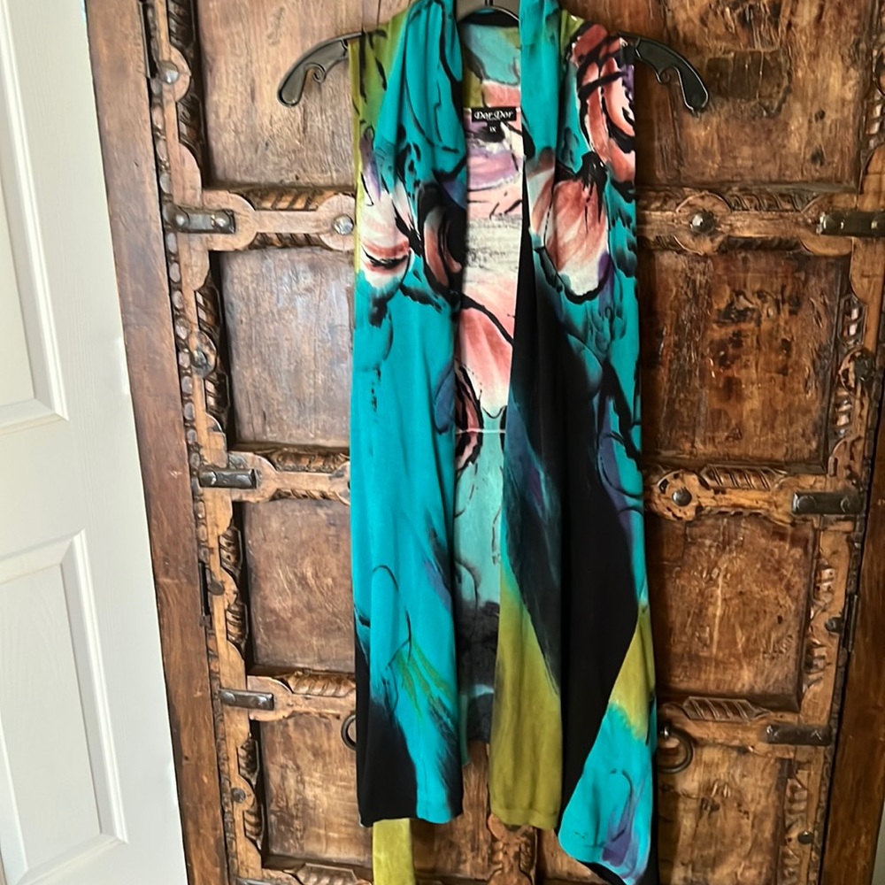 Asymmetric hand painted sweater vest